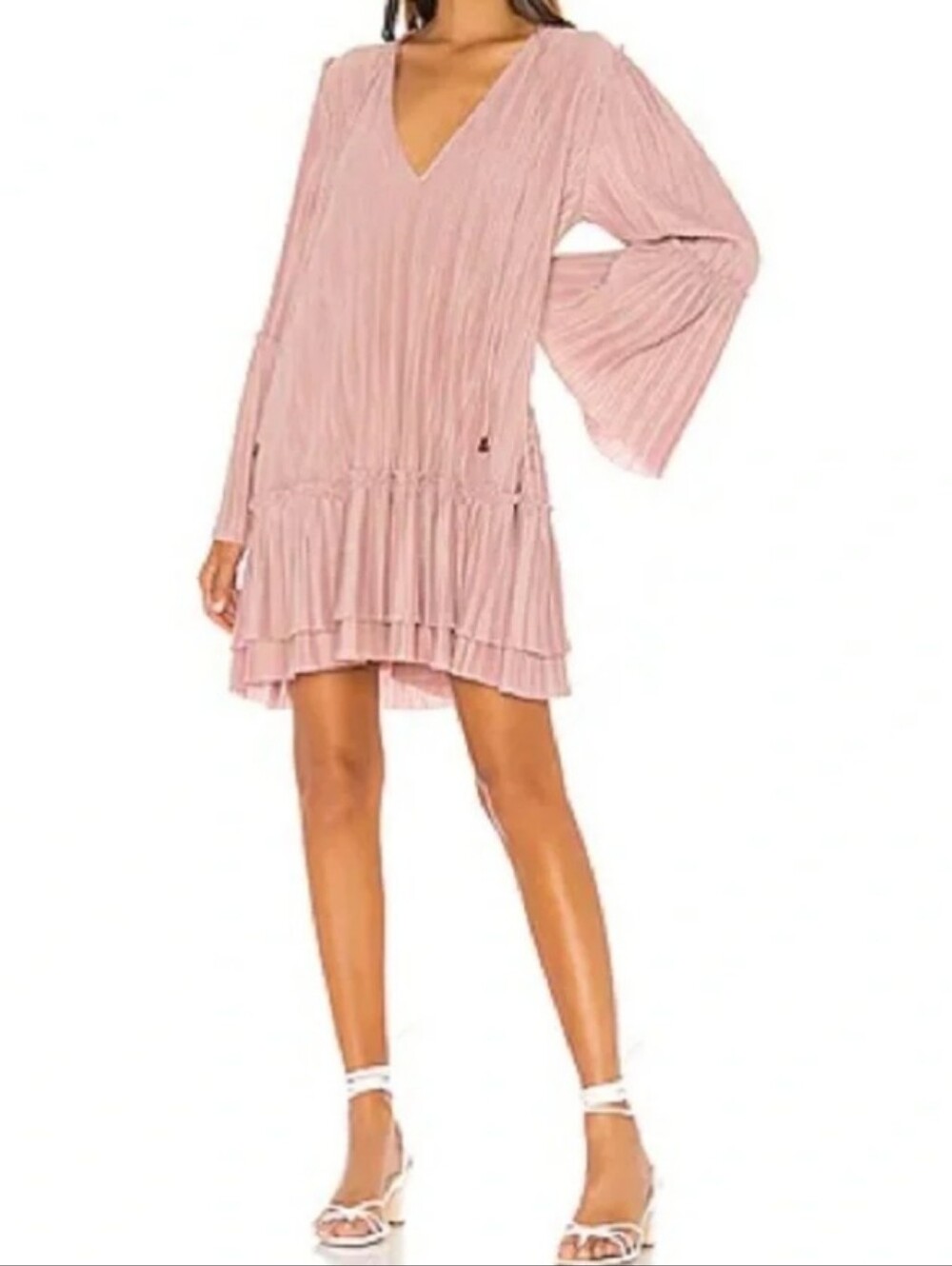 Free People Cant Help It Pleated Long-Sleeve Tiered Dress - Picture 2 of 6